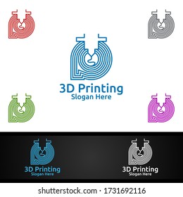 Fast 3D Printing Company Vector Logo Design for Media, Retail, Advertising, Newspaper or Book Concept
