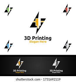 Diseño rápido de logotipo de la empresa de impresión 3D para medios, ventas al por menor, publicidad, papel de periódico o libro
