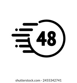 Fast 48 hour icon. Productivity, countdown, deadline, express delivery, service, schedule concept. Flat vector design isolated illustration.