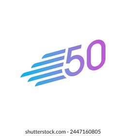 fast 50 number on white background. gradient fast 50 number