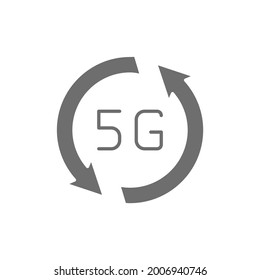 Schnelles 5G-Internet-graues Symbol. Einzeln auf weißem Hintergrund