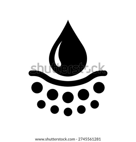 Fast absorbent or quick absorption icon set, label, logo, badge, banner, symbol, sticker, black, flat vector, isolated illustration. Quick dry, dermatology, absorb, fast absorbing water drop icons.