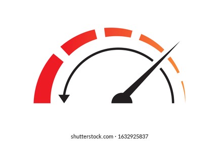Fast acceleration speedometer icon isolated on white background.
