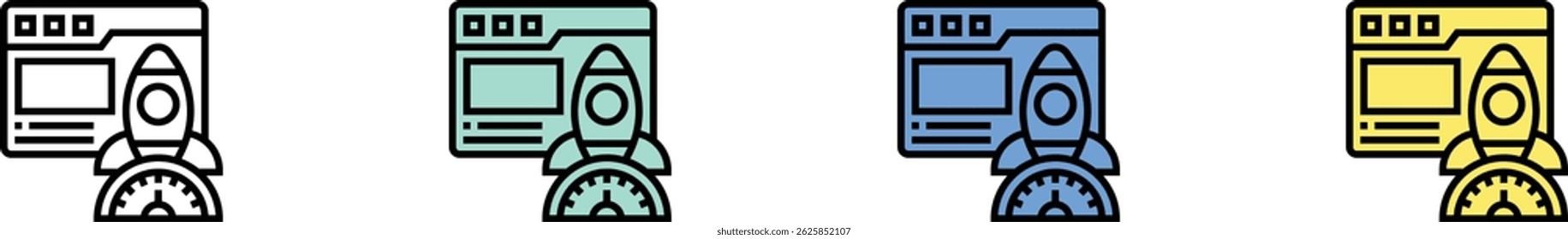 fast access icon. Outline, Green, Blue and Yellow Style Design Isolated On White Background