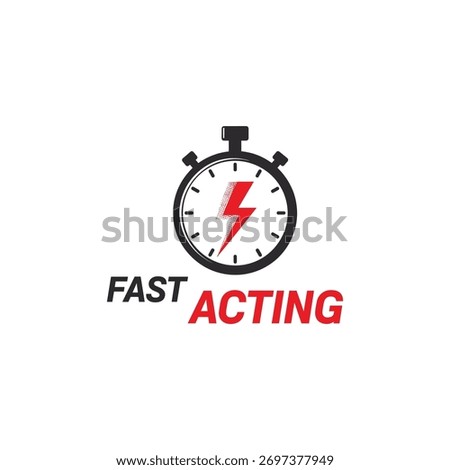 Fast acting stopwatch lightning bolt logo symbol speed Vector