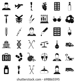 Fast aid icons set. Simple style of 36 fast aid vector icons for web isolated on white background