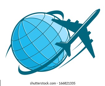 Airplane Flying Around Globe - Vectorjunky - Free Vectors, Icons, Logos ...