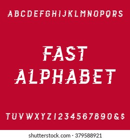 Fast Alphabet Font. Motion Effect Simple Letters And Numbers. Vector Typography For Logos, Headlines, Posters Etc.