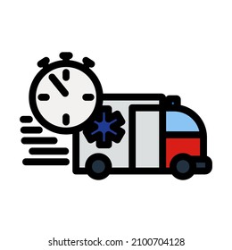 Fast Ambulance Car Icon. Editable Bold Outline With Color Fill Design. Vector Illustration.