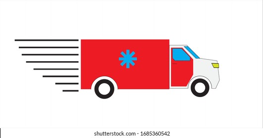 Van de ambulancia rápida. Caballo vectorial. Estilo plano.