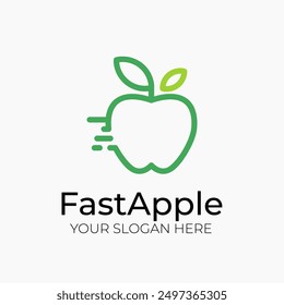 Plantilla de diseño de logotipo de entrega de fruta de manzana rápida