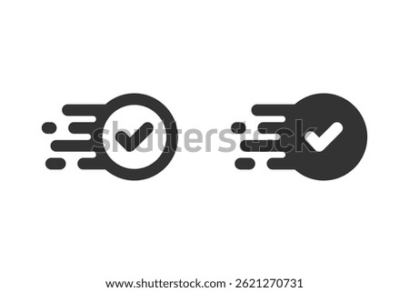 Fast approval or quick completion icon set. Suitable for web design, apps, presentations, and other visual communication needs.