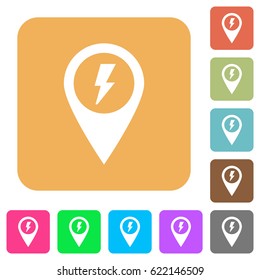 Fast aproach GPS map location flat icons on rounded square vivid color backgrounds.