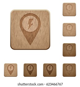 Fast aproach GPS map location on rounded square carved wooden button styles