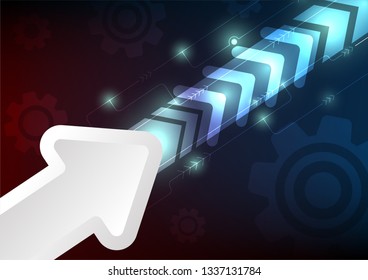 fast arrow cogwheel technology abstract background, light blue speed digital system wallpaper, template for website cover poster banner brochure and more, vector design 