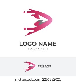 fast arrow logo design with flat red color style