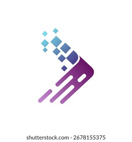 Logotipo rápido de la flecha con el elemento del icono de la tecnología, tecnología digital e icono del Vector de la innovación