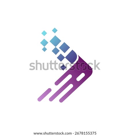 Fast arrow logo with tech icon element, digital technology and innovation vector icon
