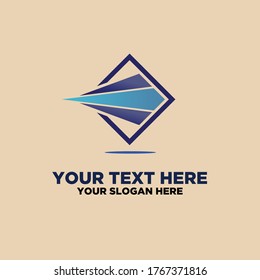 Fast Arrow Logo Template. with three arrot piercing a box 