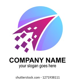fast arrow with pixel shape logo vector