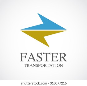 Fast arrow transportation abstract vector logo design template delivery business icon company identity symbol concept