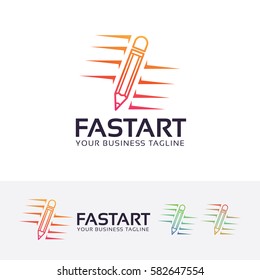 Fast art logo design. Art studio, Graphic design service logo concept. Vector logo template