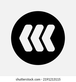 Fast backward arrow icon in solid style, use for website mobile app presentation
