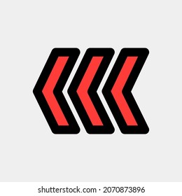 Fast backward arrow icon vector illustration in filled line style, use for website mobile app presentation