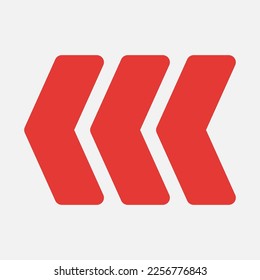 Icono de flecha hacia atrás rápida ilustración vectorial en estilo plano, uso para presentación de aplicaciones móviles del sitio web