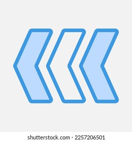 Fast backward arrow icon vector illustration in blue style, use for website mobile app presentation