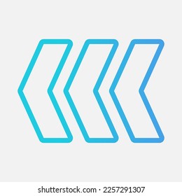 Schnell rückwärts gerichtete Pfeilsymbol, Vektorgrafik im Farbverlauf-Stil, Verwendung für Website-Mobile-App-Präsentation