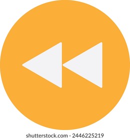 Fast Backward Button Vector Flat Illustration
