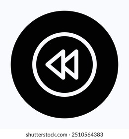 Fast Backward Button Vector Icon, User Interface, User Experience, 