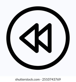 Fast Backward Button Vector Icon, User Interface, User Experience, Isolated Lineal Vector Icon.