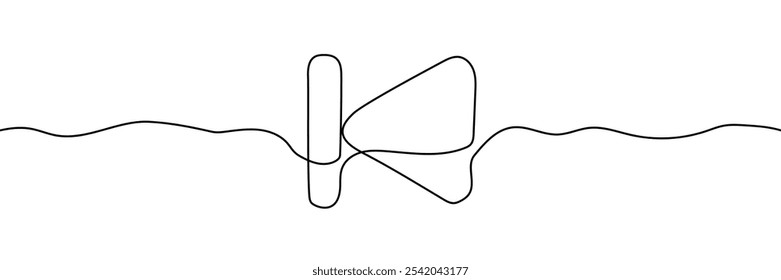 Icono de Vector de Botón hacia atrás rápido sobre fondo transparente, dibujo de línea continua