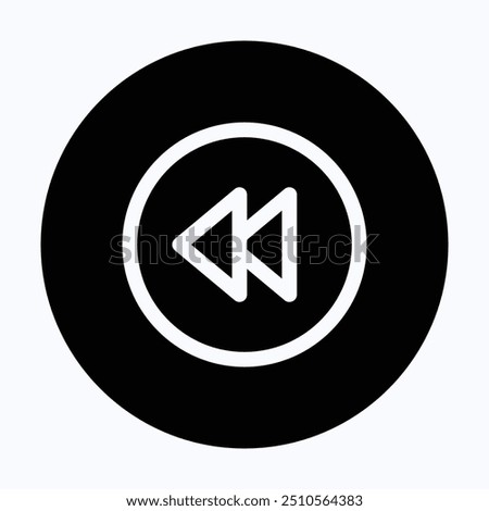 Fast Backward Button Vector Icon, User Interface, User Experience, 