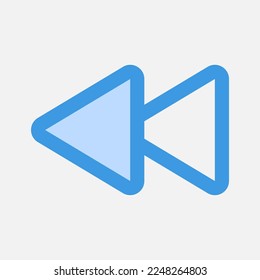 Icono rápido hacia atrás en azul sobre multimedia, uso para presentación de aplicaciones móviles en sitios web
