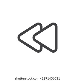 Icono de línea de botón de retroceso rápido. signo de estilo lineal para concepto móvil y diseño web. Icono del vector de contorno del botón de medios hacia atrás. Símbolo, ilustración del logotipo. Gráficos vectoriales