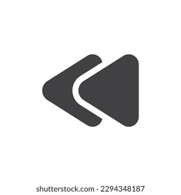 Fast backwards button vector icon. filled flat sign for mobile concept and web design. Backwards media button glyph icon. Symbol, logo illustration. Vector graphics