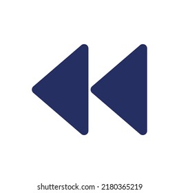 Fast backwards white black glyph ui icon. Multimedia player. Play at high speed. User interface design. Silhouette symbol on white space. Solid pictogram for web, mobile. Isolated vector illustration