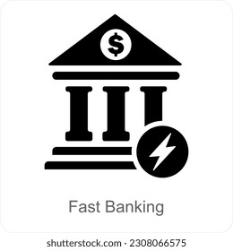 Fast Banking and bank icon concept