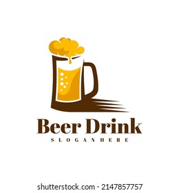 Fast Beer logo design vector, Creative Beer drink logo design Template Illustration