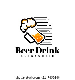 Fast Beer logo design vector, Creative Beer drink logo design Template Illustration