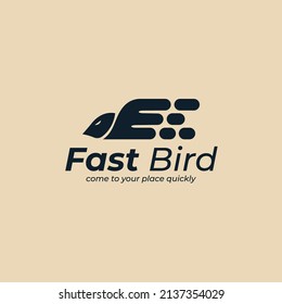 Fast bird logo design inspiration. Minimalist delivery services logo template. Vector Illustration