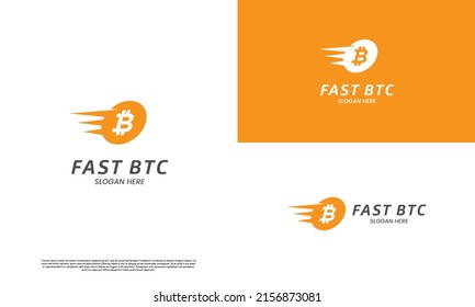 Fast Bitcoin Logo Design Icon Template, Speed Bitcoin Logo, Run Bitcoin Logo