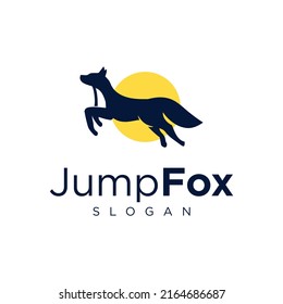 fast black white jump fox logo design silhouette