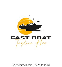 fast boat vector illustration logo design
