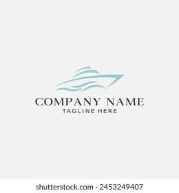 fast boat vector logo on white background