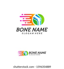Fast Bone logo design vector, Pixel Bone concept symbol, Knee Tech icon, Knee logo template, Creative design