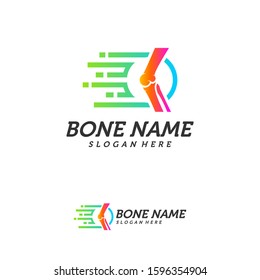 Fast Bone logo design vector, Pixel Bone concept symbol, Knee Tech icon, Knee logo template, Creative design